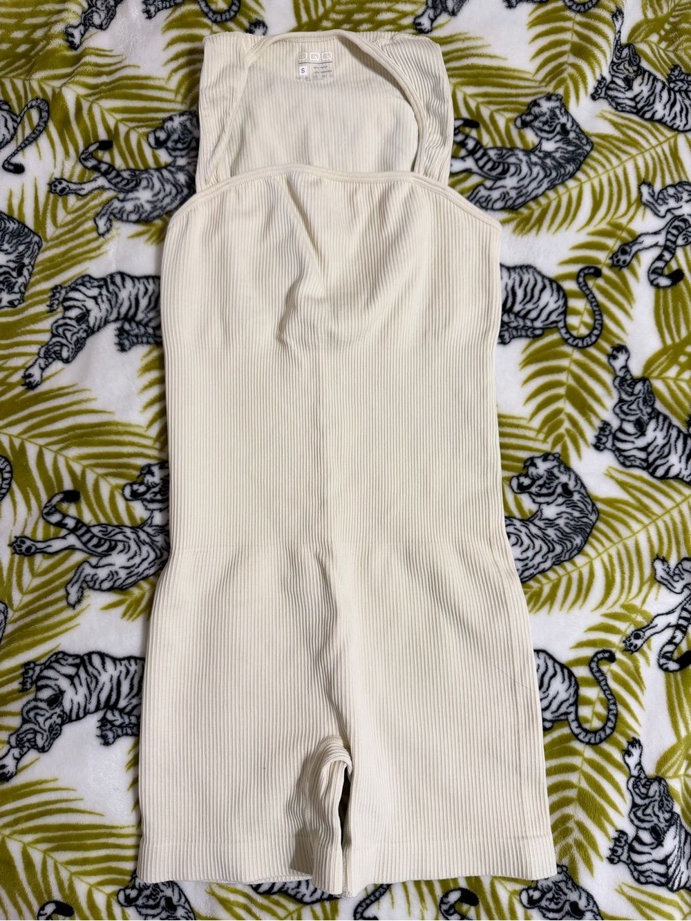 OGG Cream Ribbed Stretch Romper